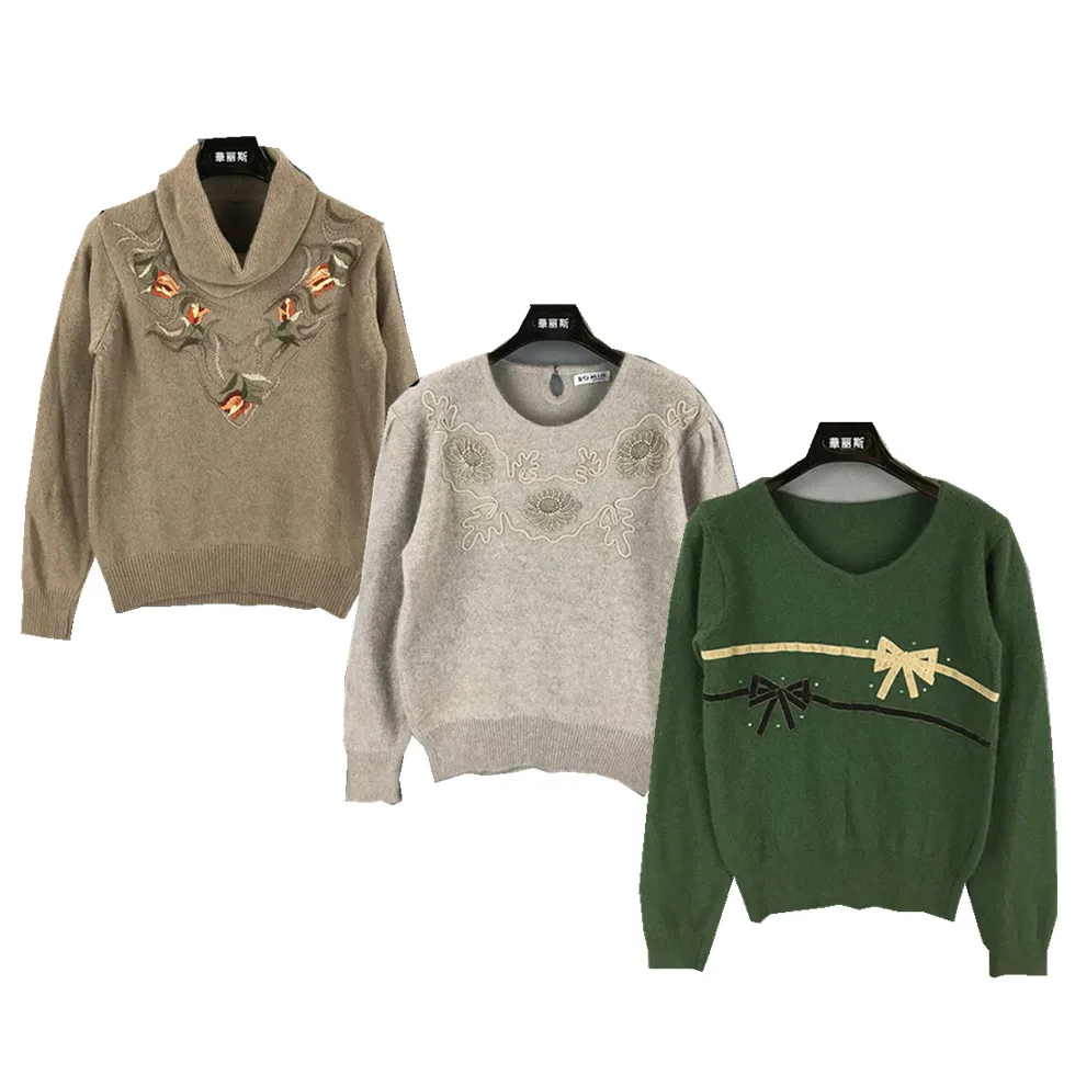 

Vintage Handmade Soft Sister Maha Wool Knitted Sweater Coat Button Flower Embroidery Retro Overhead Cardigan Women's Knitwear