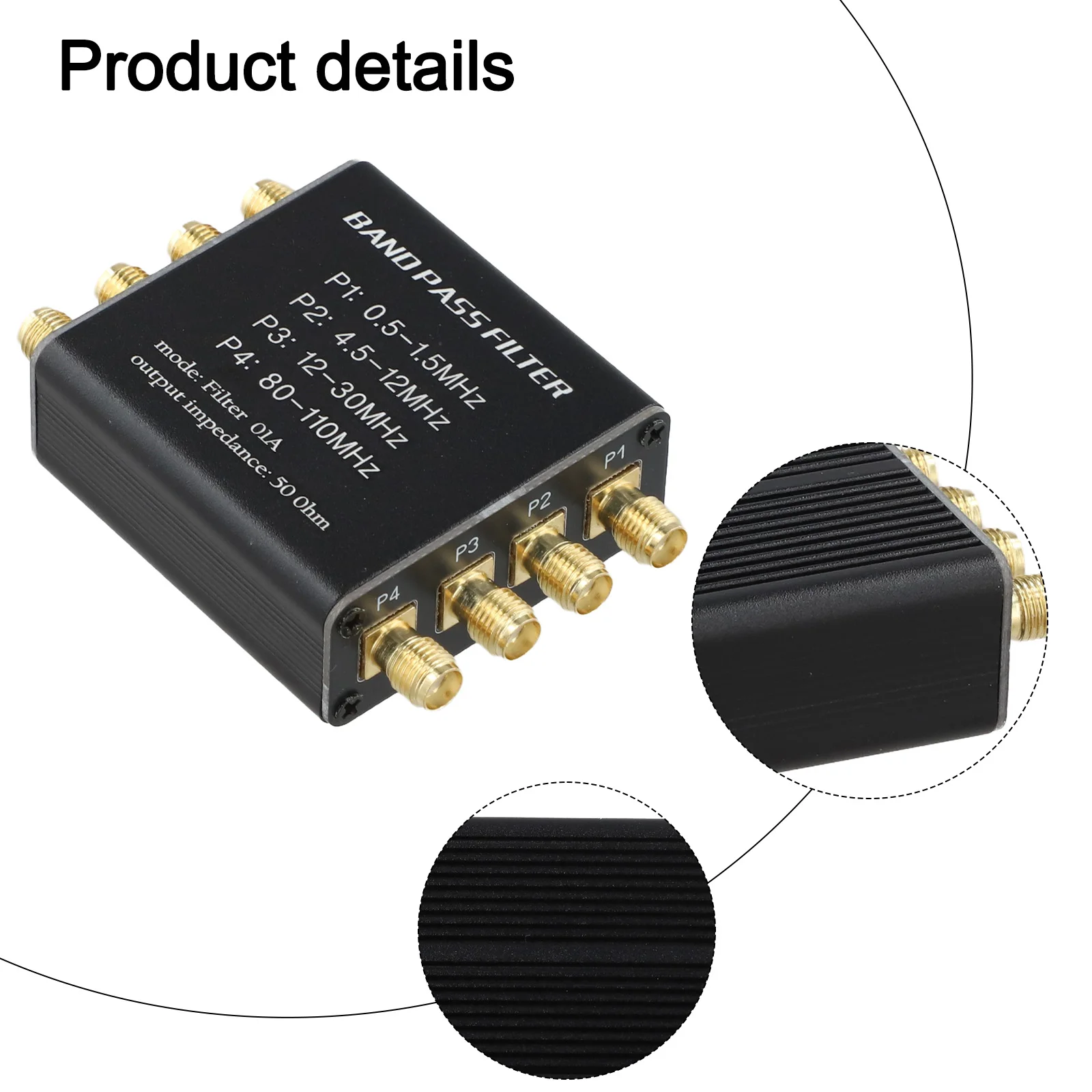 Radio Pre Filter 4 PASS BPF 1Hz-300MHz 50 Ohm For Sma Female For Malachite For Dsp High Impedance RF Amp Aluminum Black Case