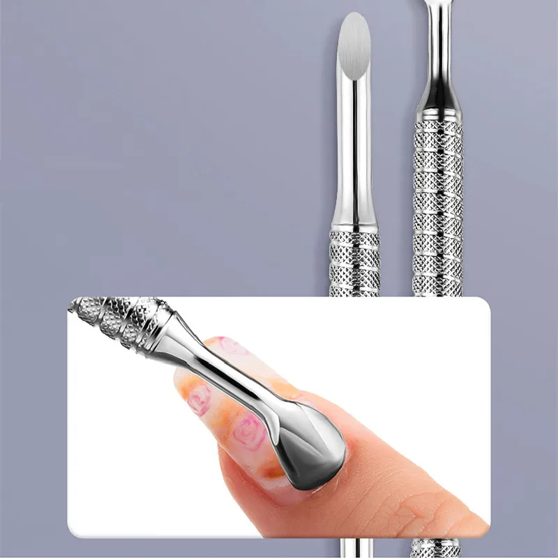 Double Head Dead Skin Sanding Paper Exfoliating Nail Cuticle Pusher Beveled Stainless Steel Not Hurt Nails Mini Sanding Tablet