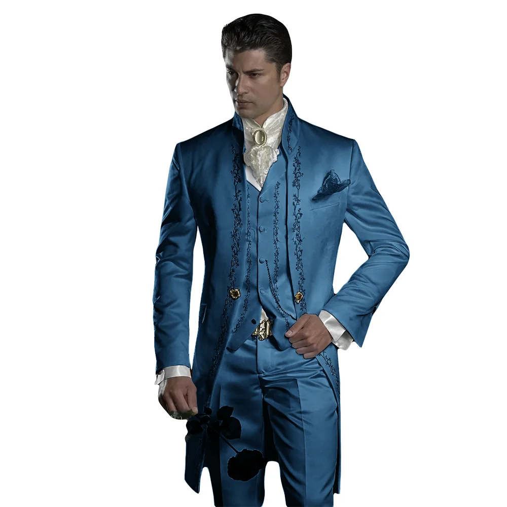 Embroidered Men\'s Wedding Tuxedo Elegant Men\'s Suit Groom\'s Formal Customized Dress 3-piece Jacket Pants Vest XS-5XL