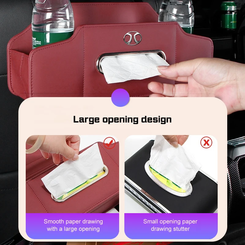 For BAIC X7 X35 X55 X65 X75 Beijing BJ20 EV5 BJ40 BJ80 D60 Car Seat Storage Box with Hook Leather Tissue Bag Drinks Cup Holder - view 3