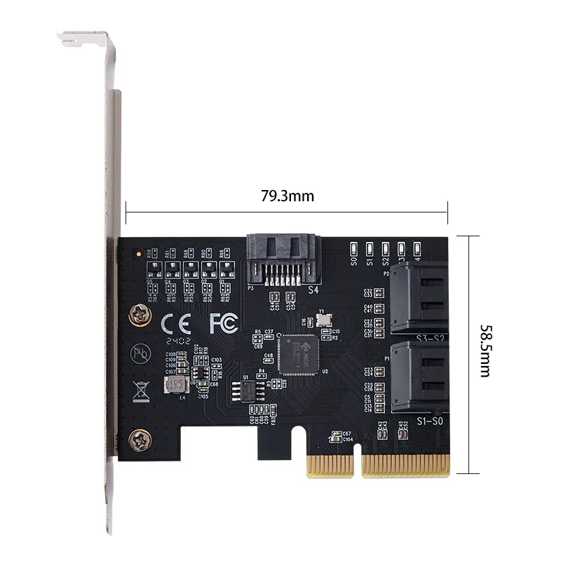 IOCREST PCIe Gen3 x4 slot to 5 Port SATA III 6Gbp/s Non-Raid Controller Card JMB585 Chipset Support Plug and Play with 3 Cables