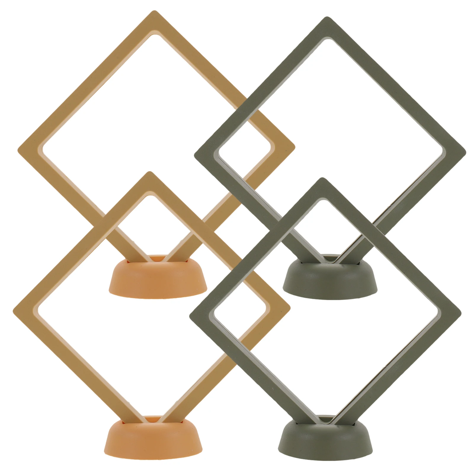 

4 Pcs Jewelry Display Stand Transparent Floating Frame 11cm Base Yellow Avocado Green Storage Rack Desktop Case