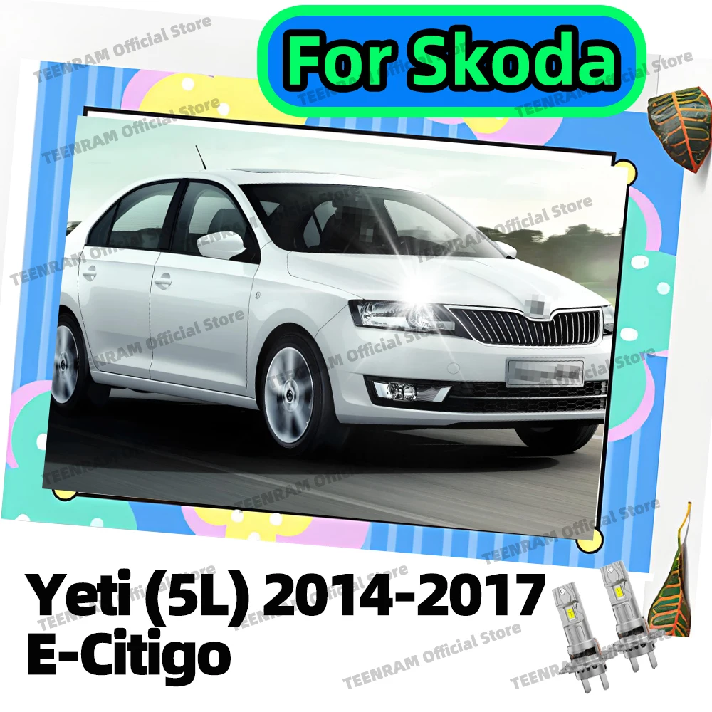 

2x Front Headlights 6000K CSP 3570 Lamp Bulbs 30000LM For Skoda Yeti 5L 2014-2017 E-Citigo Octavia Superb 1 2 3 2002-2024