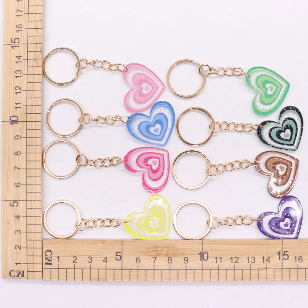 1PCS Key Holder Kawaii Colorful Cartoon Heart Soft Keychain Ornament Keyrings Organizer Dust Cover Handbag Accessories Kid Gift