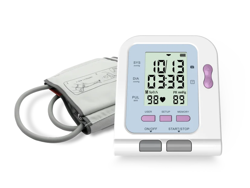 CONTEC08C Automatic Digital Blood Pressure  heart Beat Rate Pulse Meter Large Screen Monitor Adult cuff+Spo2 Probe(Optional)