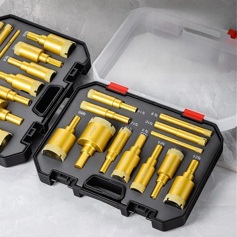JUSTINLAU 12 Piece Brazed 6-35mm Diamond Drill Bit Set Granite Marble All Ceramic Vitrified Brick Ceramic Stone Hole Opener