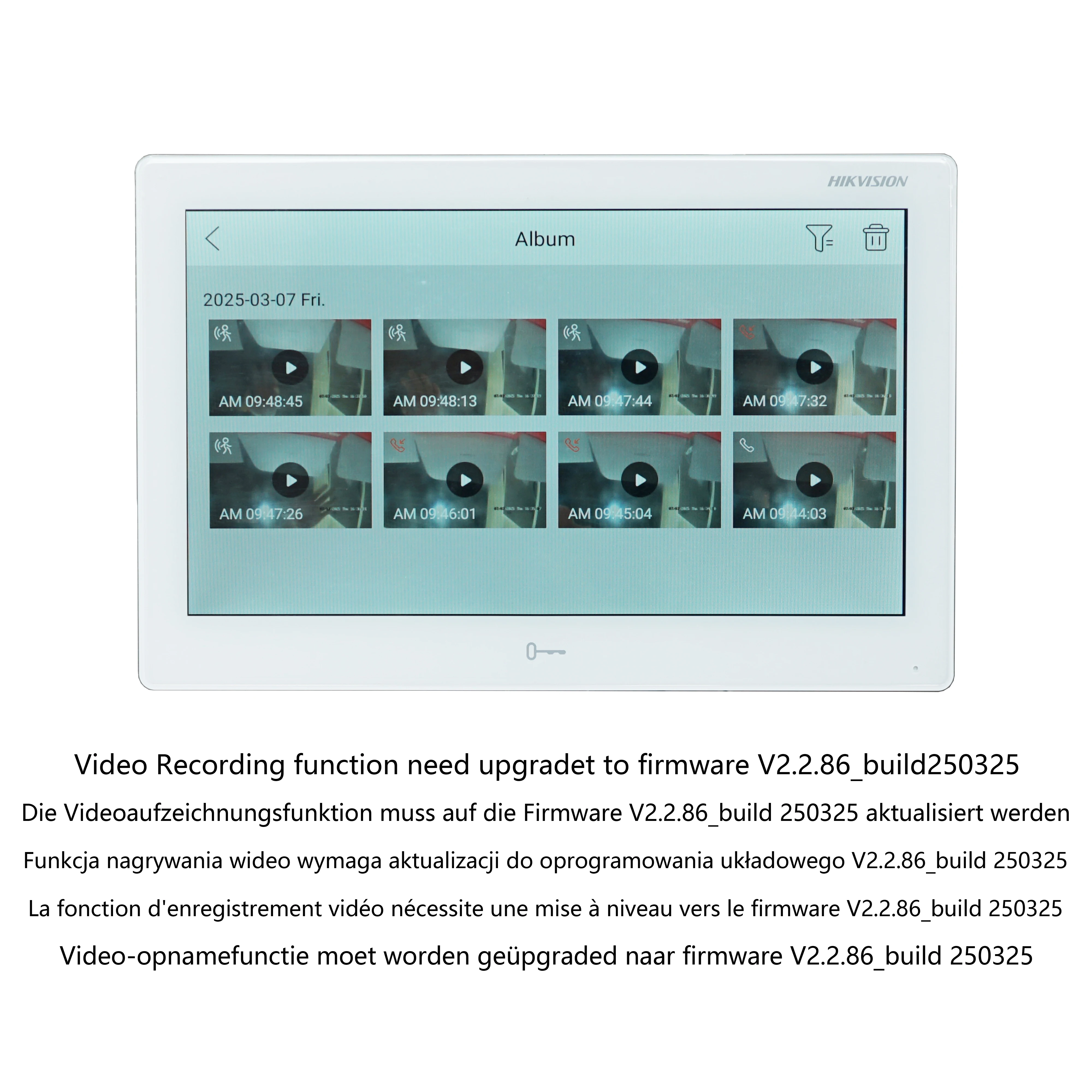 HIKVISION versão internacional 10 polegadas DS-KH9510-WTE1 (B) Monitor interno, 802.3af POE, aplicativo Hik-connect, WiFi, vídeo porteiro