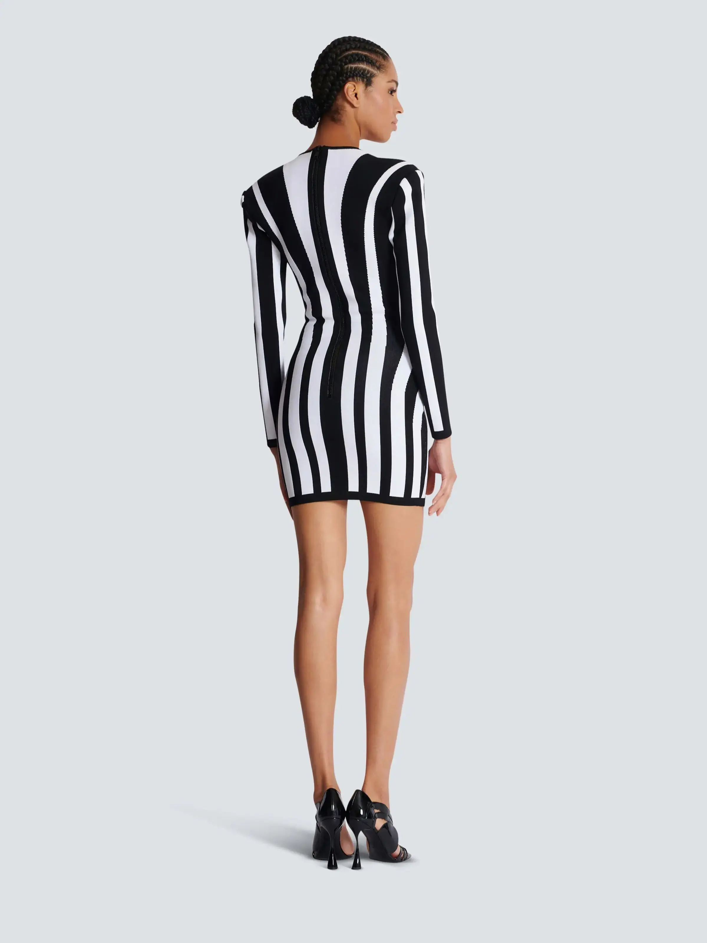 Brand New 2024 Women Summer Sexy Striped Long Sleeve Black Bandage Dress Elegant Evening Club Party Dress