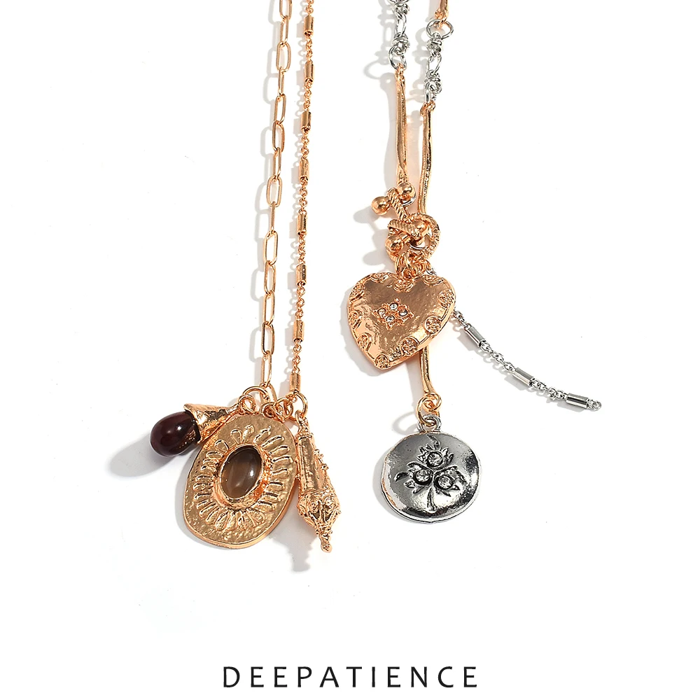 DEEPATIENCE موضة جديدة طبقة مزدوجة قلادة أنيقة العصرية قلادة القلائد للنساء مجوهرات جودة الملحقات بالجملة #1