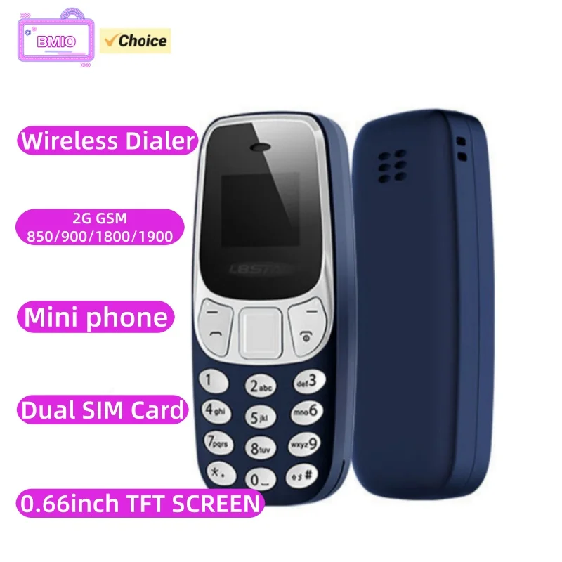 BM10 Mini Phone Super Small Cellphone Wireless Dialer 0.66inch Screen 350mAh Battery SMS Dual SIM Card Telephone