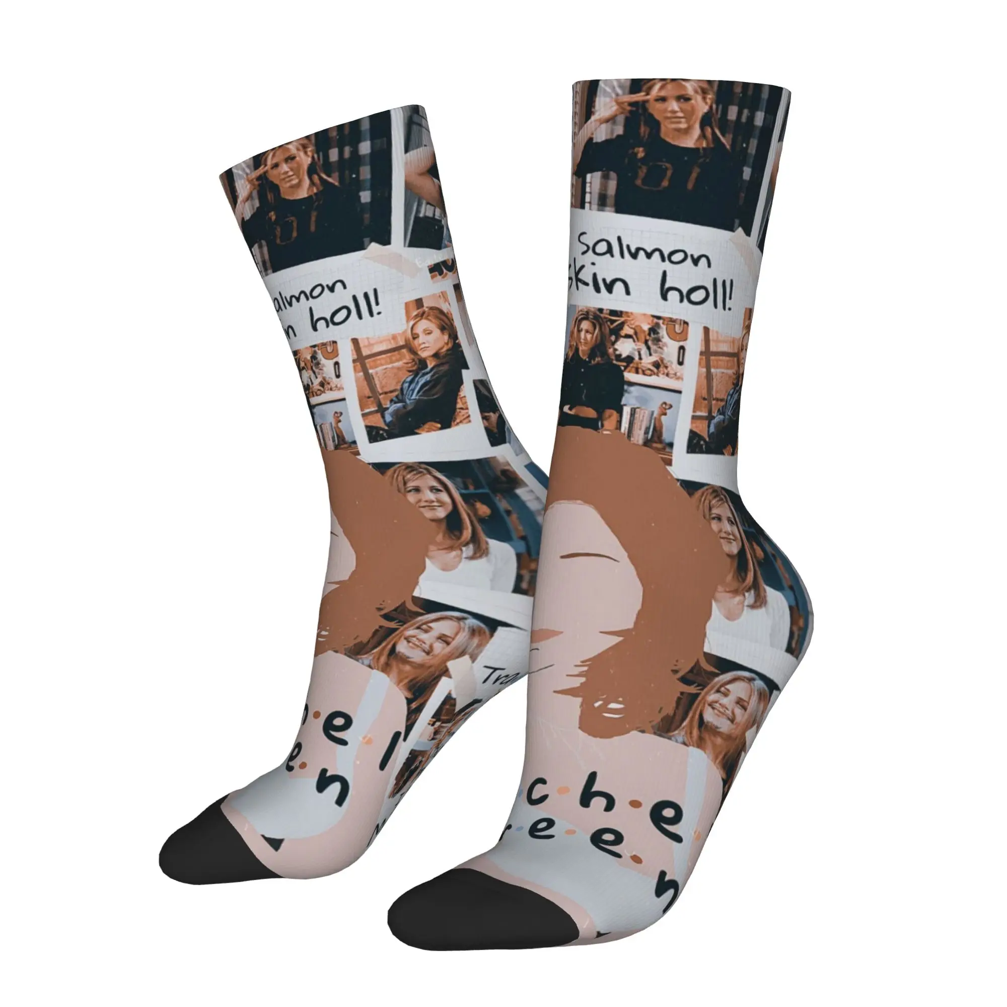 Fashion Friends TV Show Skateboard Socks American Rachel Polyester Crew Socks for Unisex Sweat Absorbing