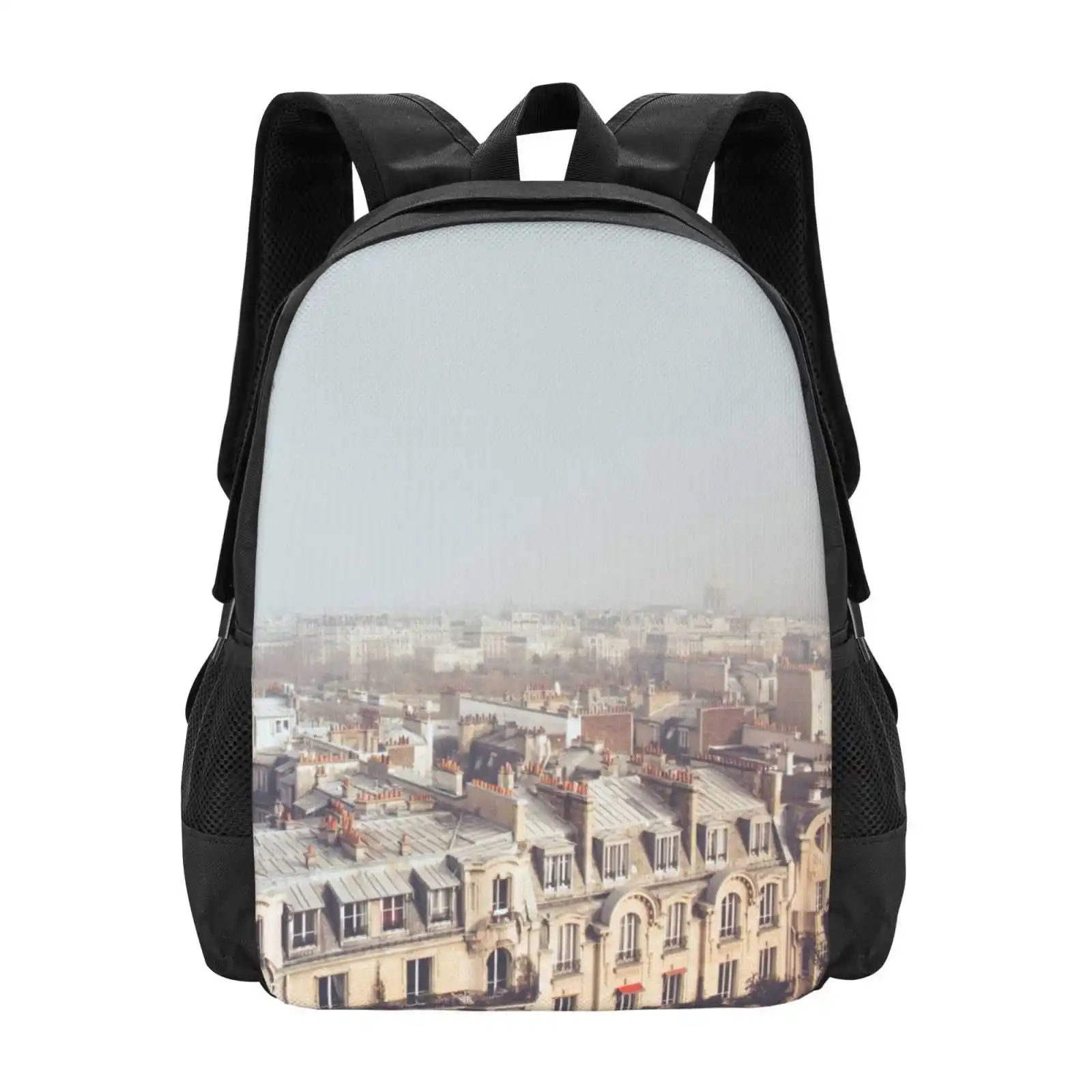 

Paris Morning Rooftops Pattern Design Laptop Travel School Bags Morning Rooftops Parisian Vintage Paris City Gray And Cream