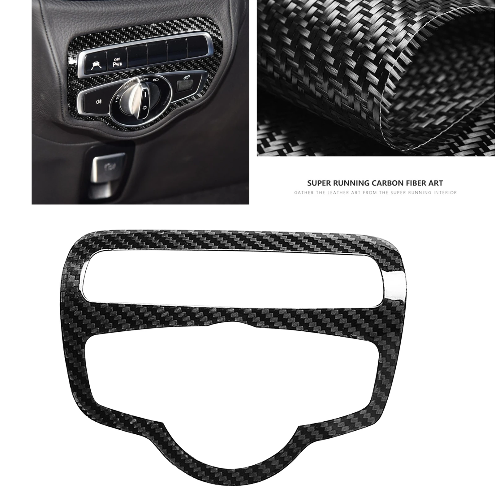 

For Mercedes Benz W464 G63 G500 G550 2019-2023 Carbon Fiber Head Light Headlight Headlamp Switch Button Panel Cover Frame Trim