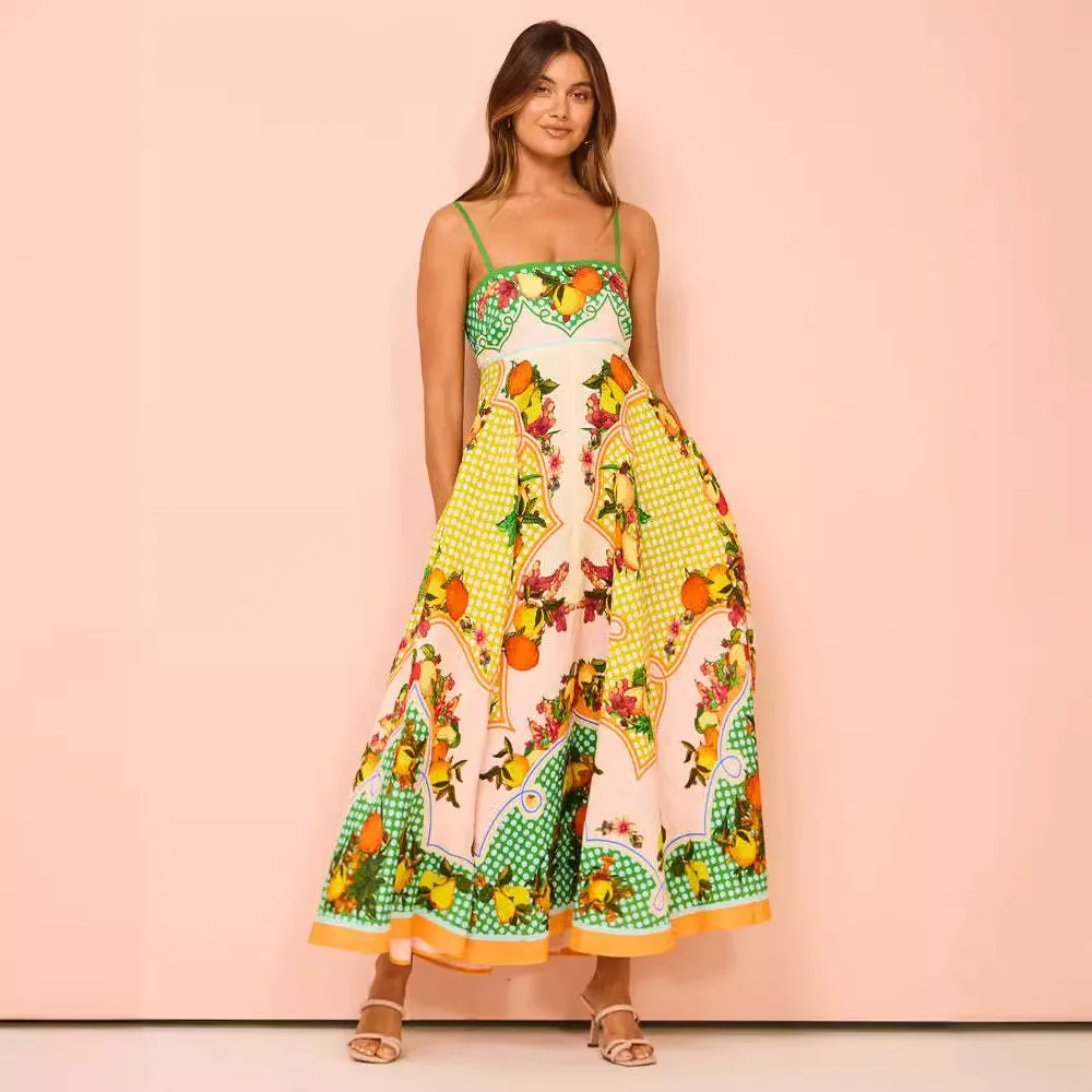 Nowa letnia sukienka z nadrukiem, temperamentna, na lato 2025