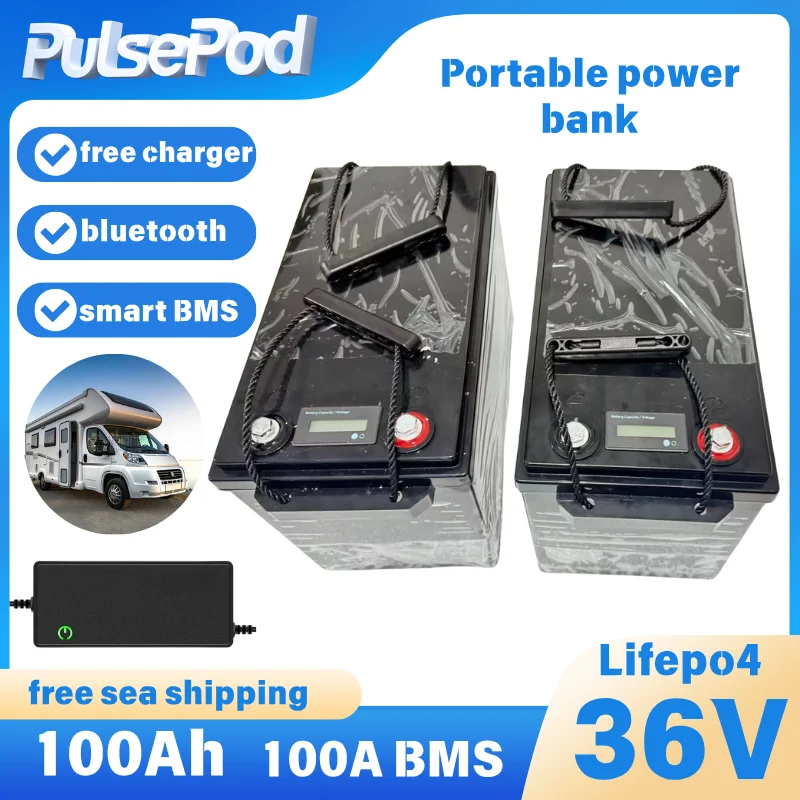 36V 100AH LiFePO4 Battery Pack For RV Campers Marine Golf Cart 200A BMS Deep Cycle Energy Storage Lithium Iron Phosphate Battery