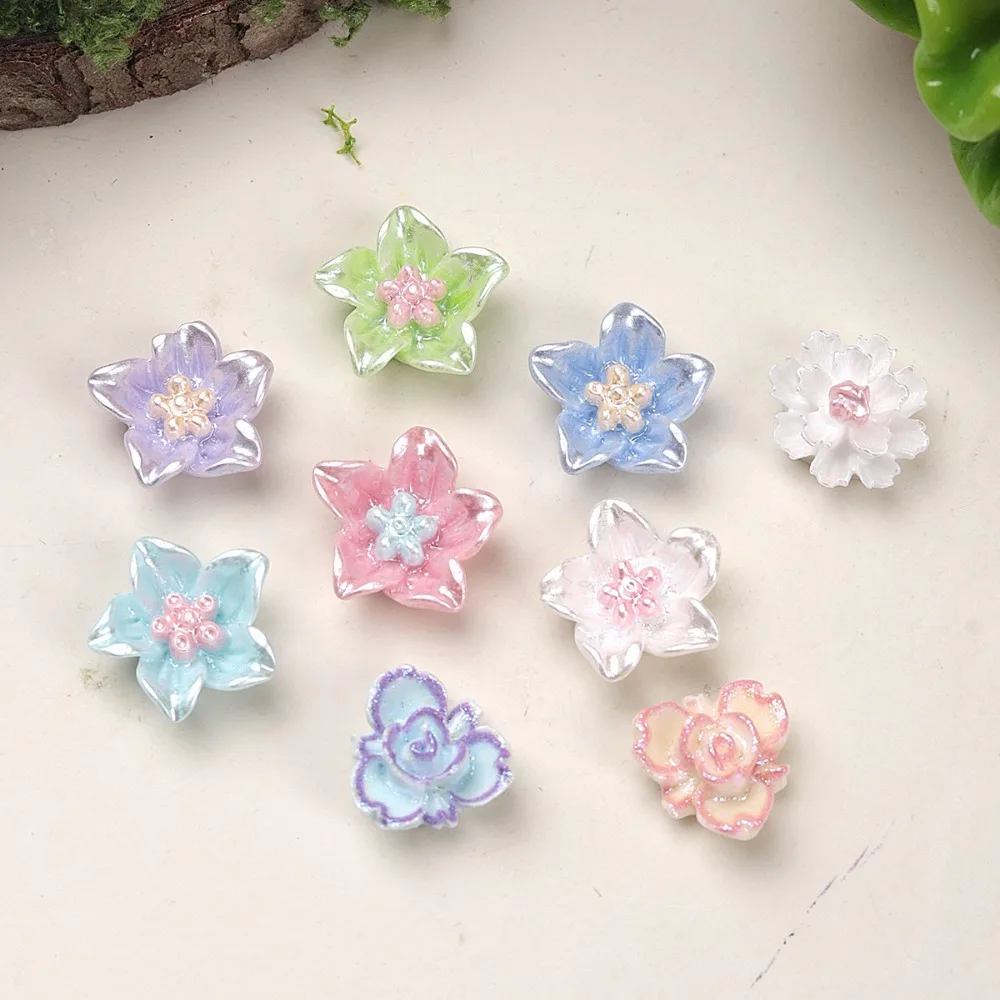 10pcs Mini Kawaii Cute Flower Plant Flat Back Cabochons Scrapbook Diy  Party Hairpin Accessories Home Decoration Craft