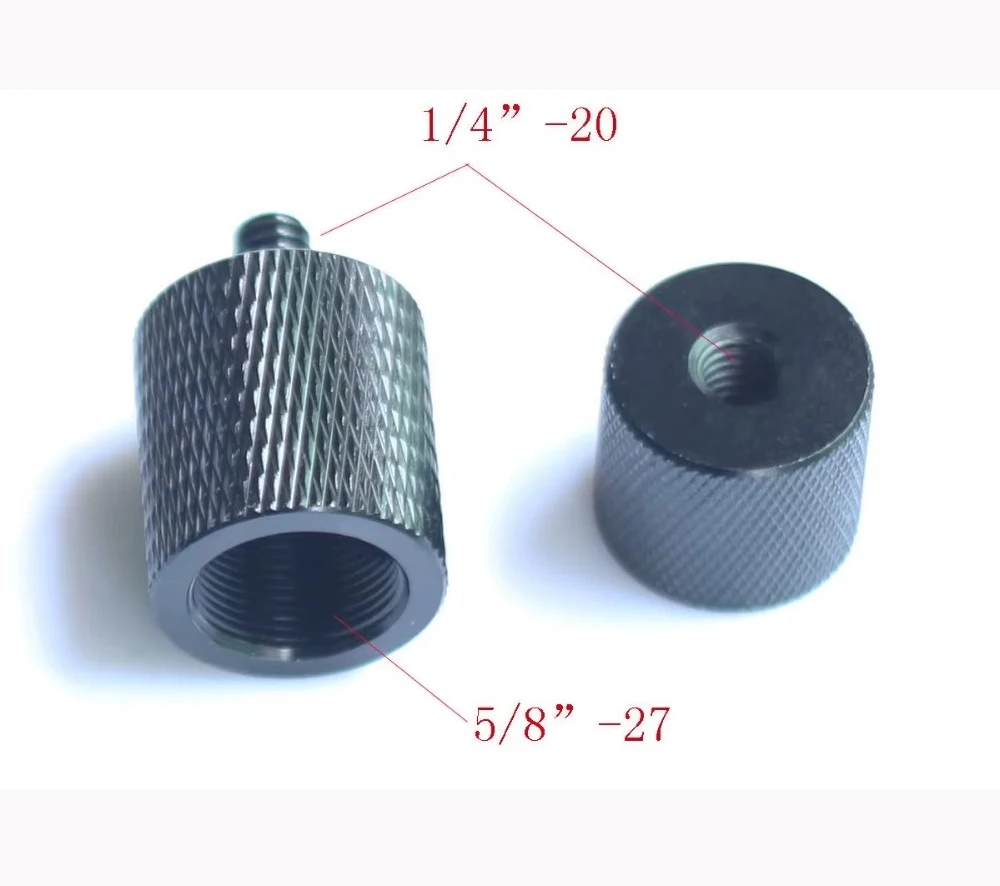 Microphone Stand 5/8"-27 Female to 1/4"-20 female fr Mic rod and camera tripod，5/8 to 1/4 double female adapter, 5/8" to 1/4"