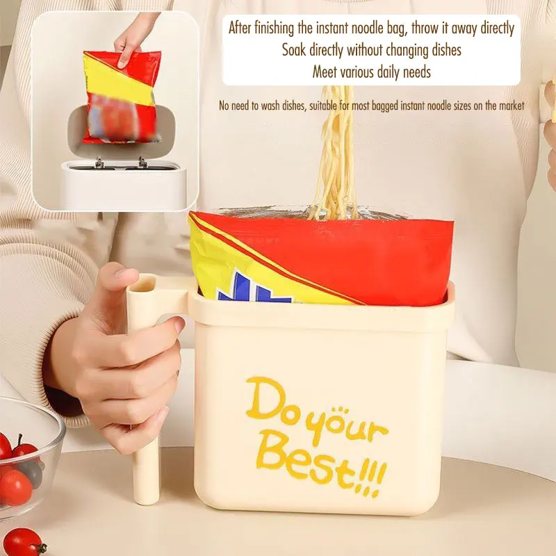 Tazón para Fideos Instantáneos sin Lavado, Material de Grado Alimenticio, Tazón para Fideos Instantáneos de Uso Directo, Resistente a Altas Temperaturas, con Tenedor