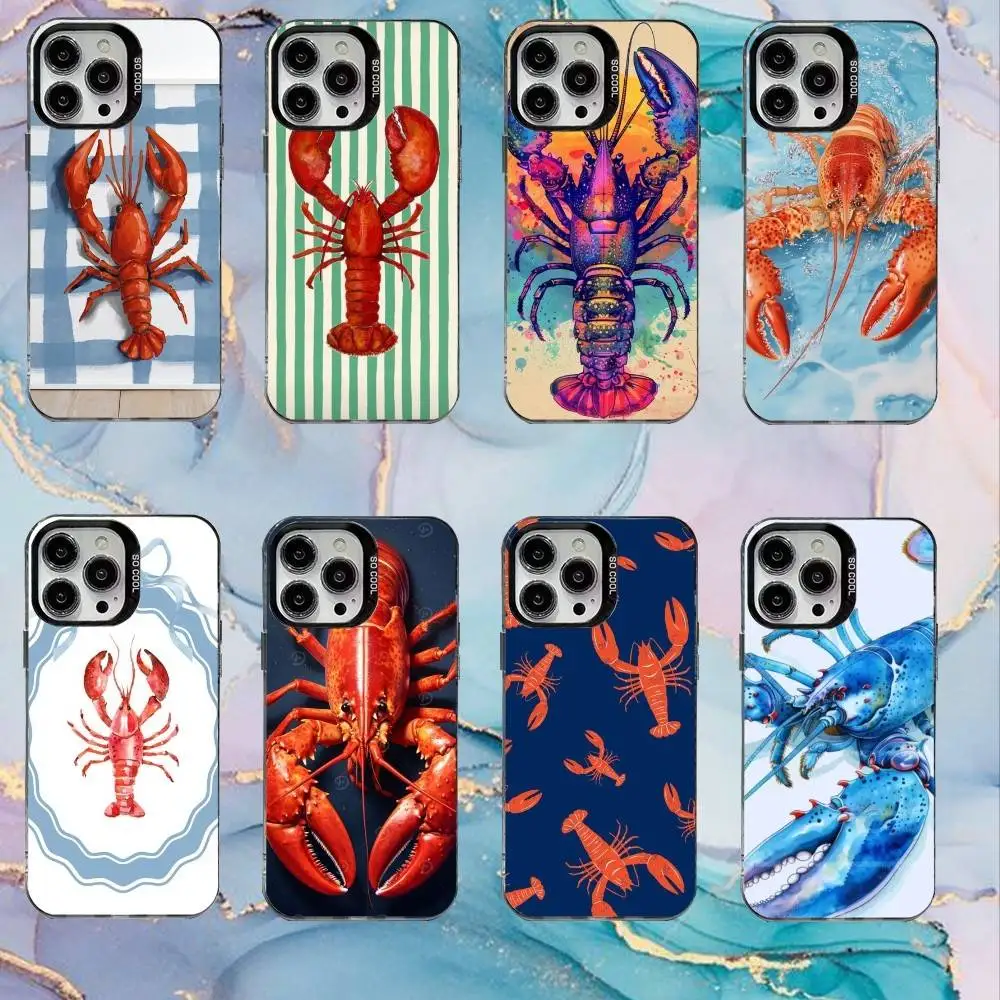 

Animal Lobster Art Phone Case For iPhone17,16,15,14,13,12,11 Plus,Pro Max Black Candy Matte Shockproof Cover