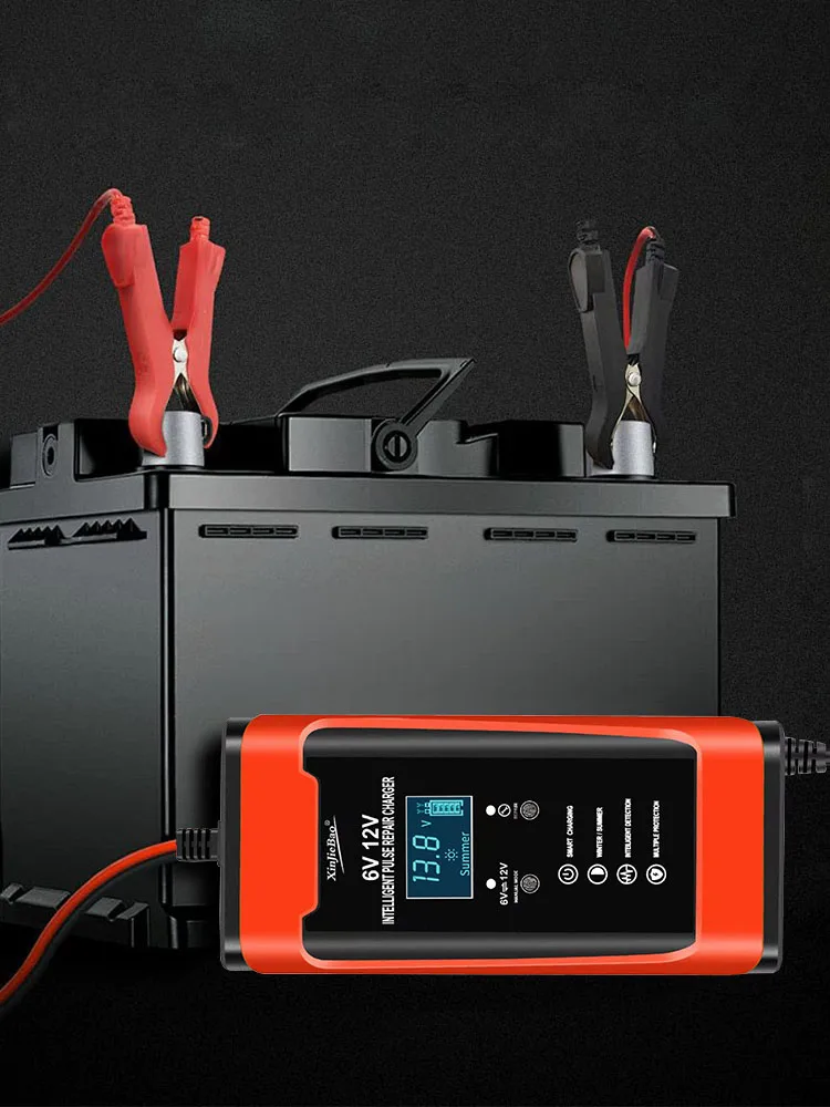 AliExpress AINYSZIN Pulse Repair LCD Display Car Battery Charger Auto Motorcycle 6V 12V 6A Smart Fast Charge Cycle GEL Lead-Acid Charger
