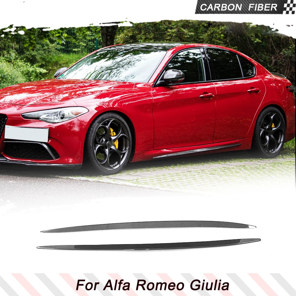 Carbon Fiber / FRP Car Side Skirts Extension Lips for Alfa Romeo Giulia Base Sedan and Sport 4-Door 2015-2022 Add ON Style