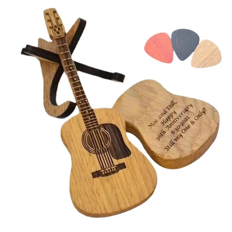 Guitar Pick Box Holder Wooden Guitar Finger Pick Holder Guitar Pick Holder Organizer Present For Music Instrument Guitar Bass