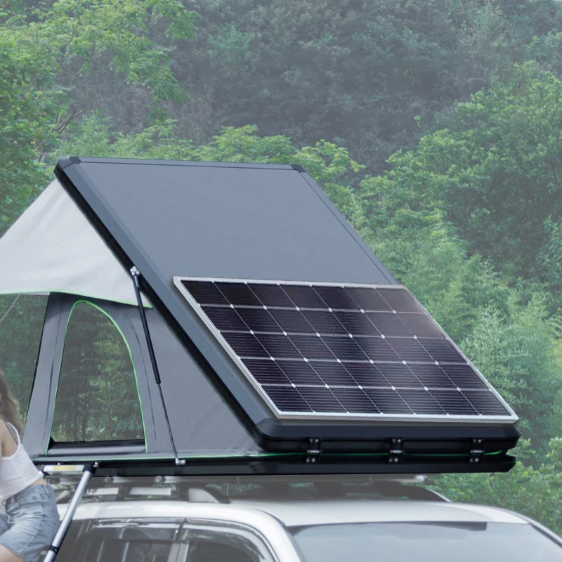 

HOTO Outdoor Camping Rooftop Tent Hard Shell Triangle Aluminum Alloy Top Cover Car Roof Top Tent for Cars