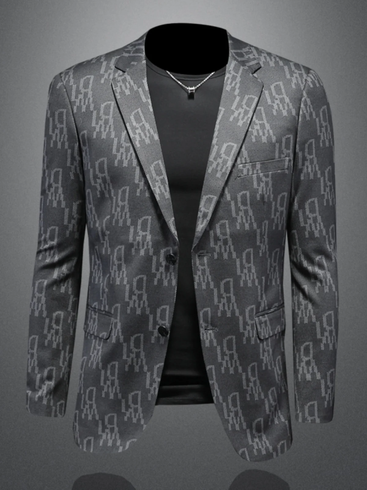 

ZhanChao Brand Printed Suit Men's Spring Autumn New Korean Version Faion Slim Casual Single Piece West Coat