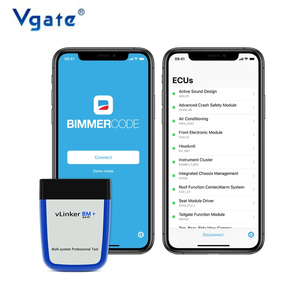 Vgate vLinker BM+ ELM327 BimmerCode BimmerLink 자동 코드 리더 진단 도구 자동차 스캐너 ELM327 OBD2 블루투스 4.0