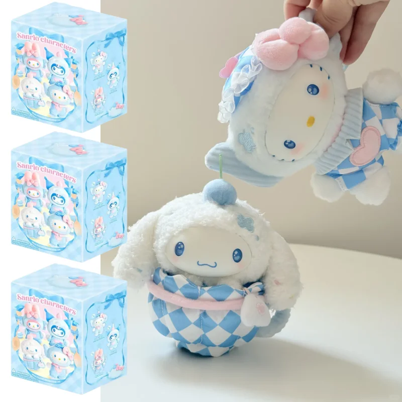 

New Sanrio Blue Flutter Series Blind Box Cute Hello Kitty Kuromi Character Vinyl Plush Trendy Bag Pendant Girls Birthday Gift