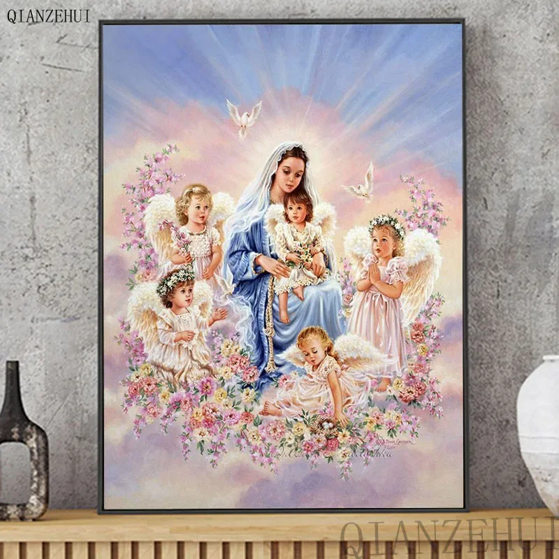 

DIY full Diamond Embroidery,Round Diamond Religion,Virgin Angel bedroom Living room decoration rhinestone beads Diamond painting