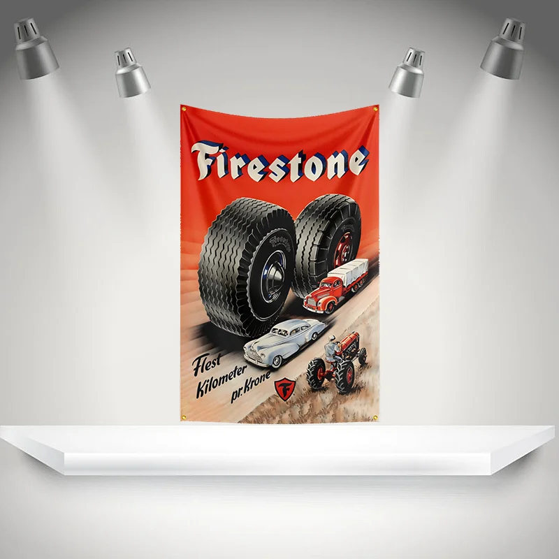 F-Firestone Flag Auto Parts Tools Banner   HD Printing Tapestry Exhibition, Car Fans, Garage Decor