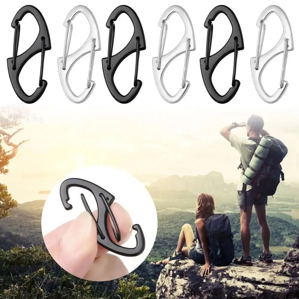 5Pcs Double Side S Type Keychain Hook Zinc Alloy Quick-release Zinc Alloy Carabiner Black Silver Backpack Snap Clip