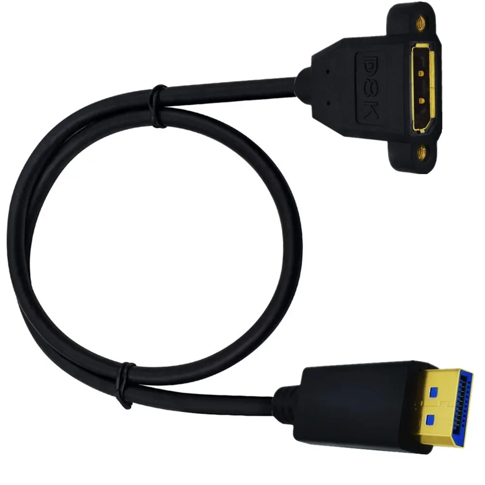 8K/60Hz 90 Degree Angle Displayport 1.4 Extension Male to Female Cable Displayport 1.4 Cord Support 8K@60Hz,4K@144hz 0.3M/1FT