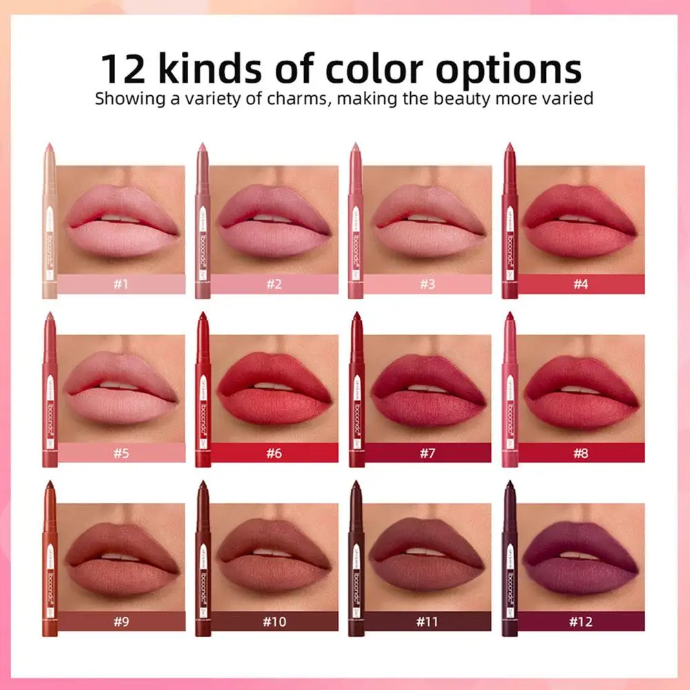 2-in-1 Lip Liner Waterproof Sweat-proof Velvet Matte Lipstick Multi-purpose Lip Liner Diamond For Lips Eye Pencil Set