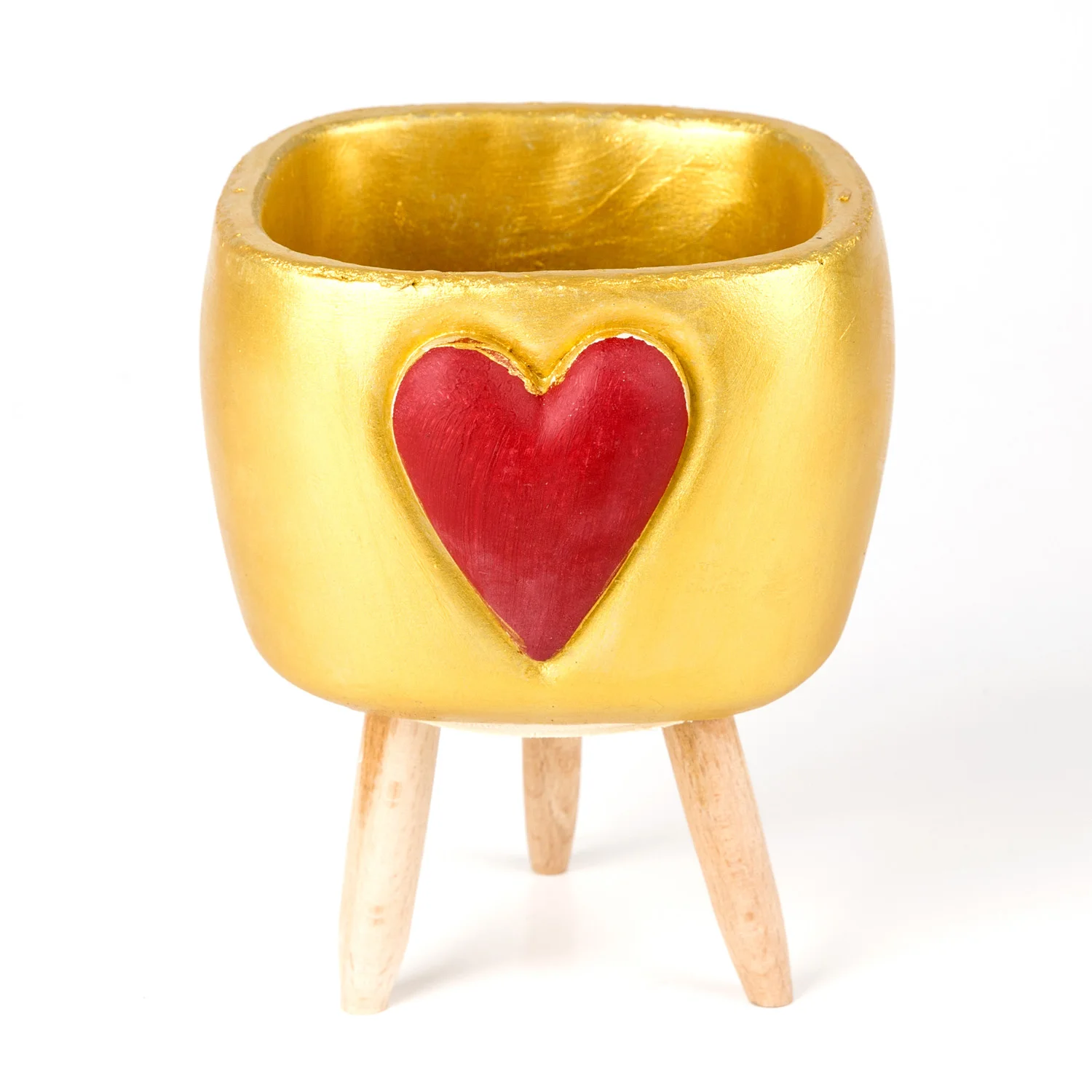 Sonseason heart square concrete Gold flower pot pedestal