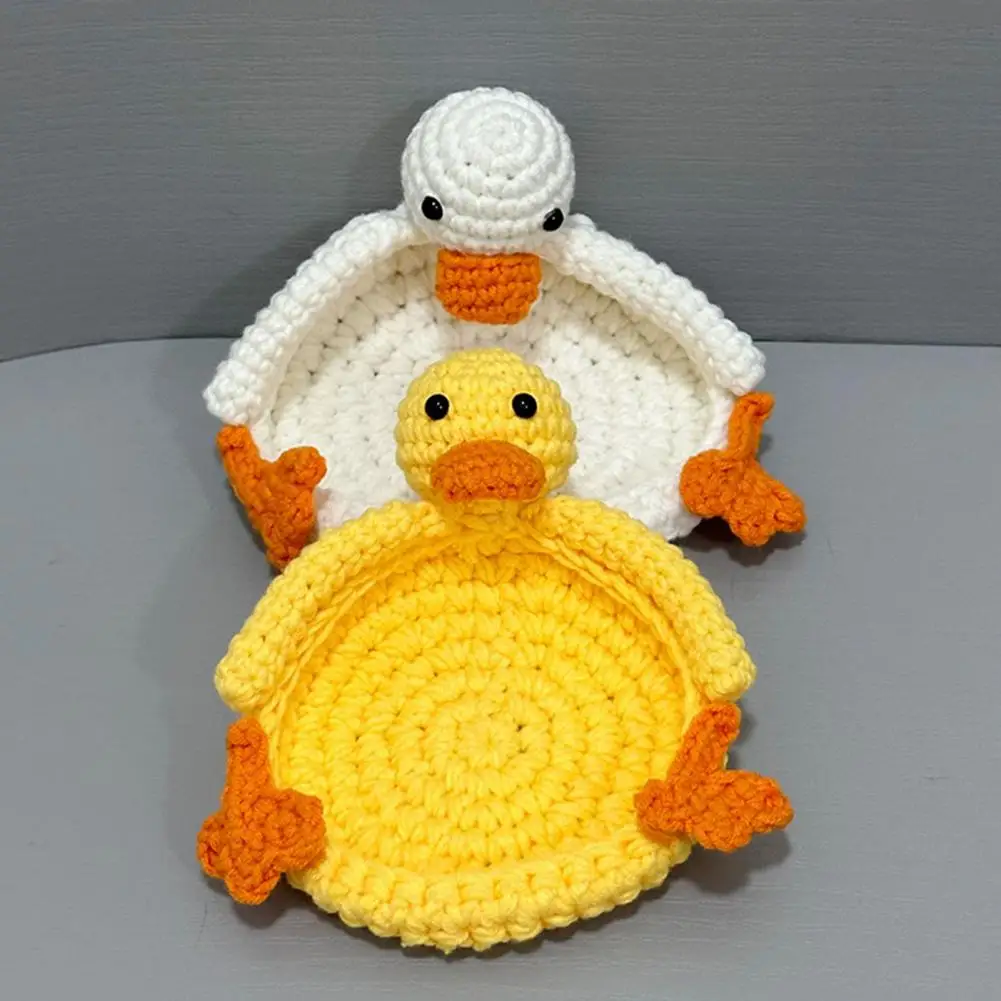 Duck Panda Crochet Coaster Handmade Heat-resistant Non-slip Table Protection Cute Duck Panda Design Cup Holder Kitchen Supplies