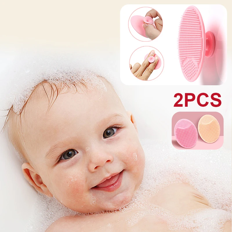 2Pcs Newborn Baby Hair Silicone Shampoo Brush Boys Kid Shower Brush Head Hair Massage Brushes Wipe Baby Infant Care Accessories