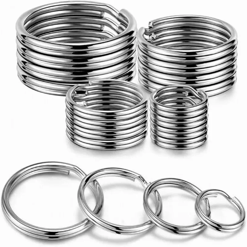 10/50pcs Silver Stainless Steel Key Rings Round Flat Line Split Rings Keyring for Jewelry Making Polished Keychain DIY Findings