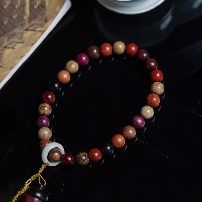 UMQ Natural Duobao Bracelet String Pliable Temperament Purple Blackwood S. Lee Men And Women Buddha Beads DIY Tassel Acces