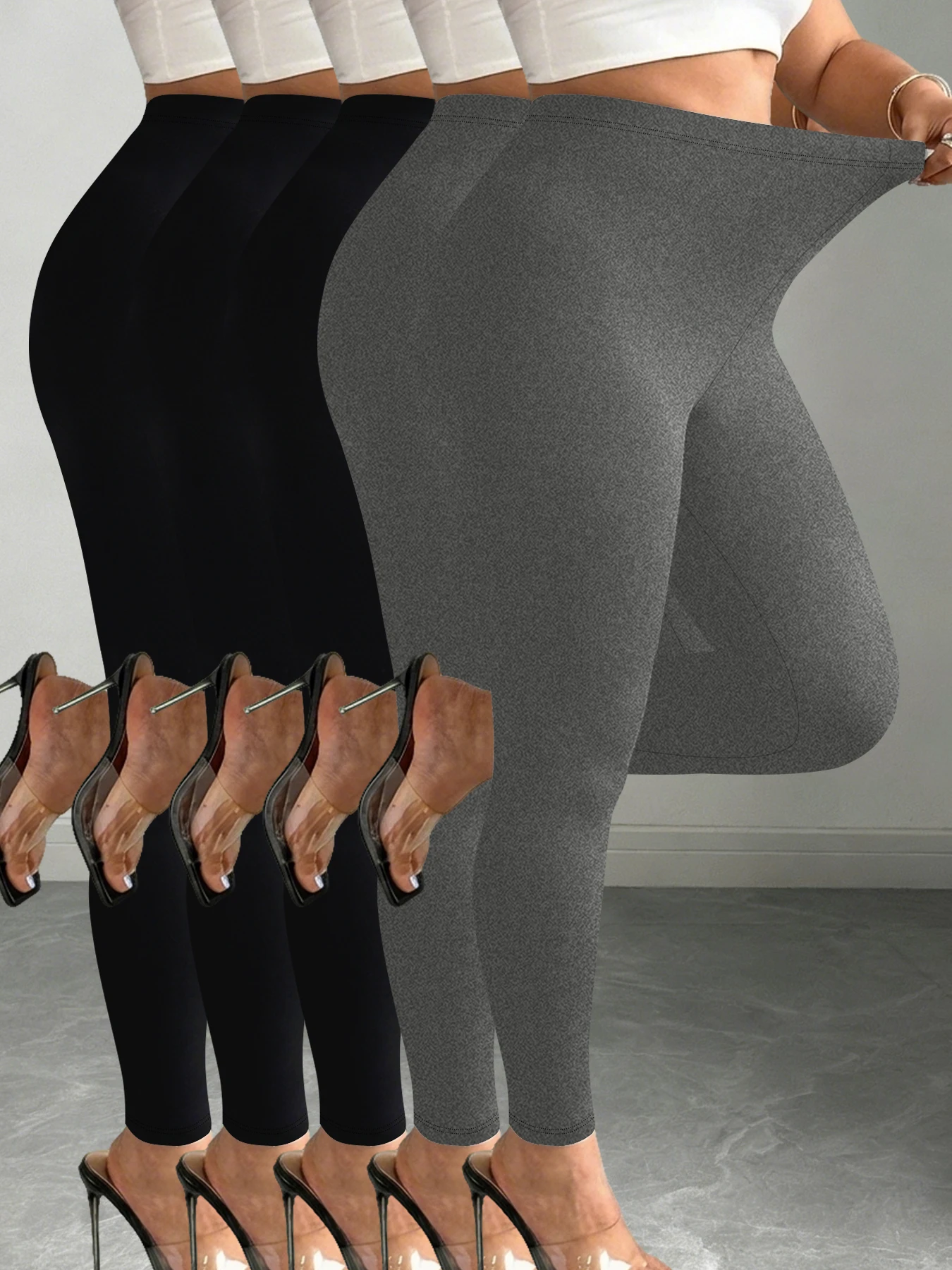 

5 pack Low Rise Super Soft Leggings for Women - High Elasticity Tights for Yoga Running Workout Casual Wear
