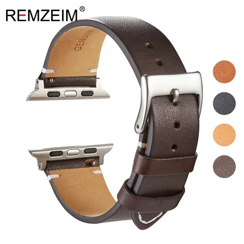 Top Layer Cow Leather Strap for Apple Watch Series Ultra 10 9 8 7 6 SE 5 4 3 Watchband 38/40/41/42/44/45/46/49mm for iwatch