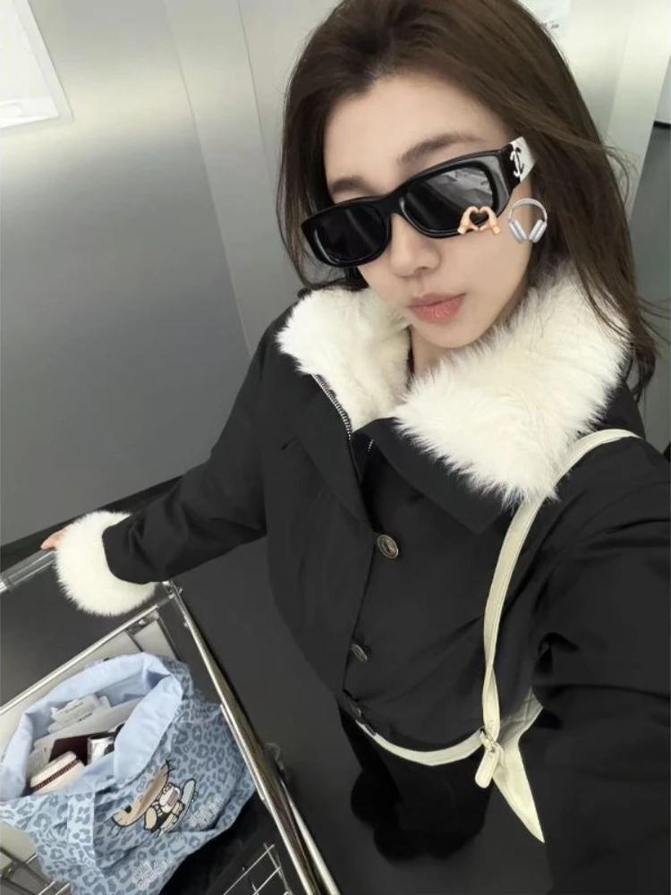 New Warm Thicked Small Fellow Short Women Clothing Slim Waist Vintage Harajuku Coat All-match Age Reduction Soft Outwears