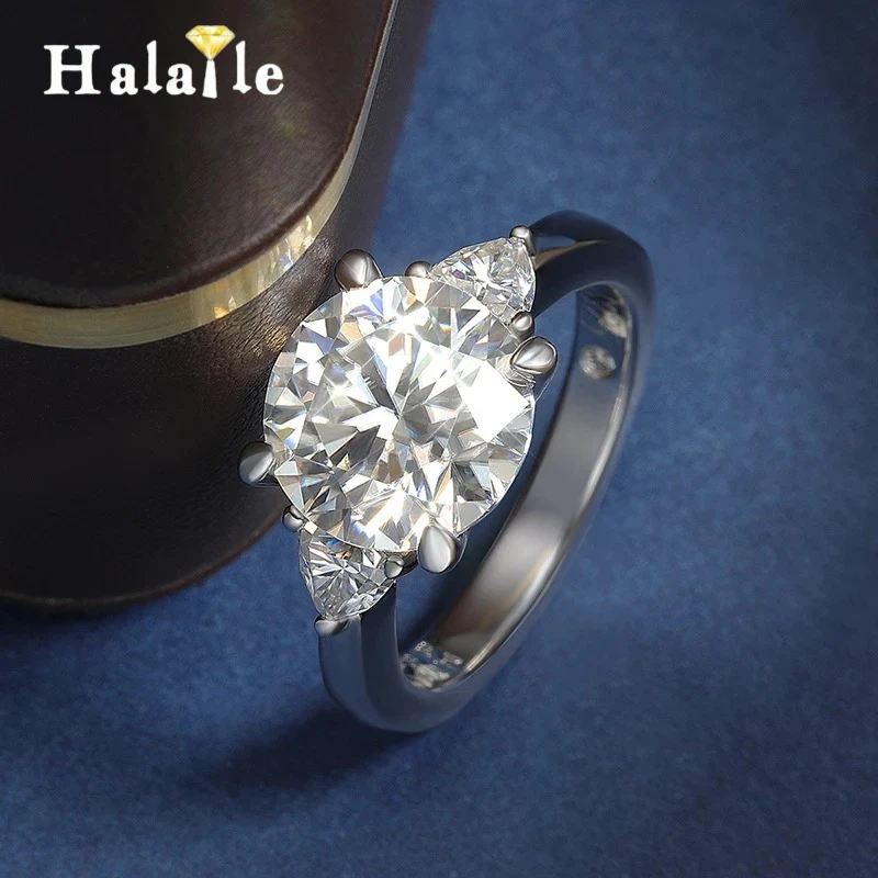Halaile D Color 4CT Moissanite Engagement Ring S925 Sterling Silver Fine Jewelry Bridal Wedding Luxury Women Valentines Day Gift