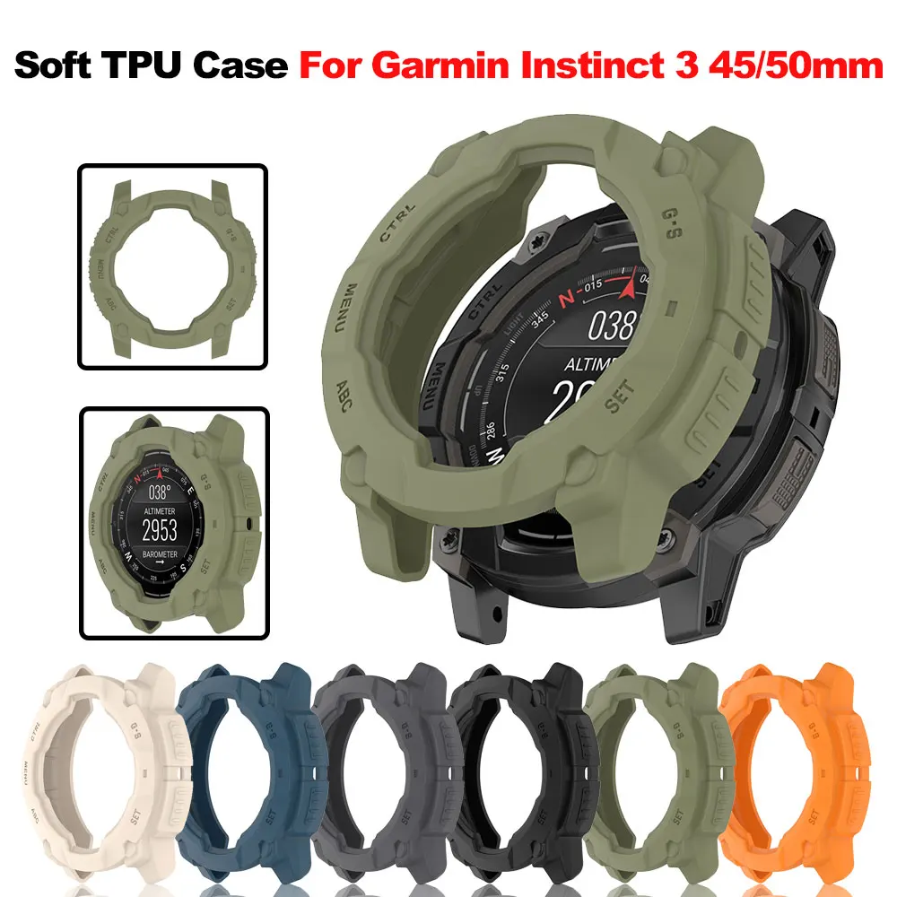

TPU Case Cover For Garmin Instinct 3 45mm 50mm Bumper Protective Shell Silicone Case For Garmin Instinct 3 Protector Frame