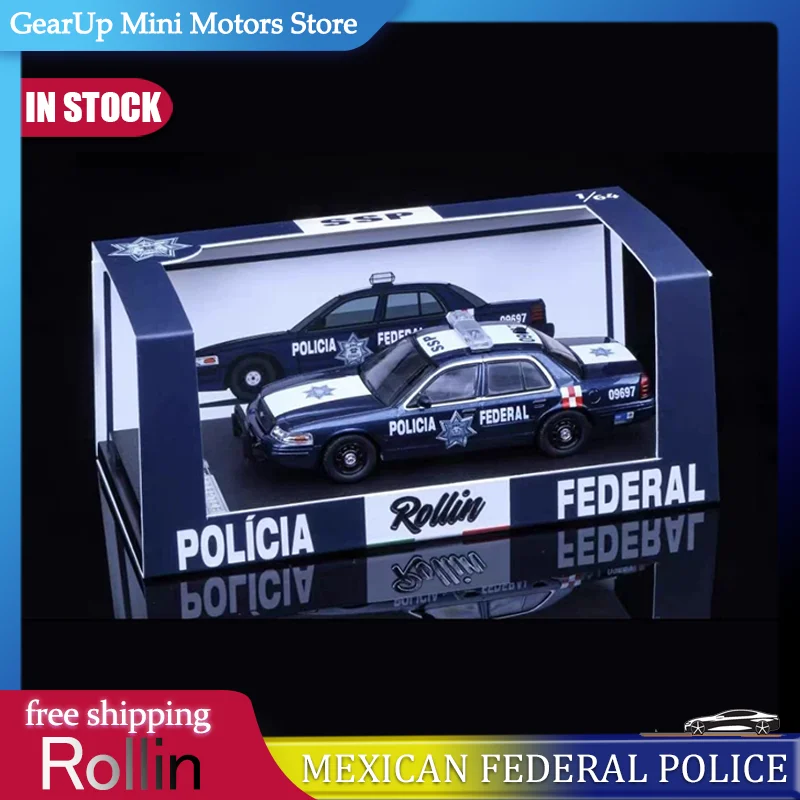 

In Stock Rollin 1:64 Crown Victoria Cv Diecast Model Mexican Federal Police Edition Detailed Police Livery Collectible Ornament