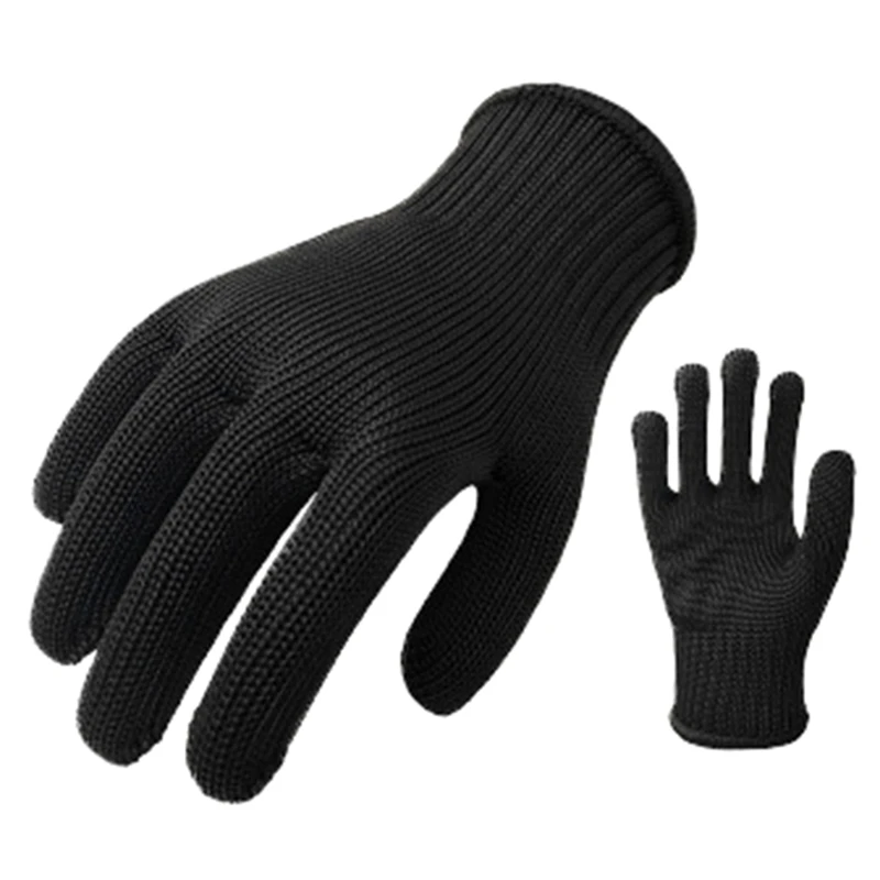 1 Pair Self Defense Gloves Black Steel Wire Metal Mesh Gloves Safety Anti Cutting Wear Resistant Kitchen Butcher Working Gloves