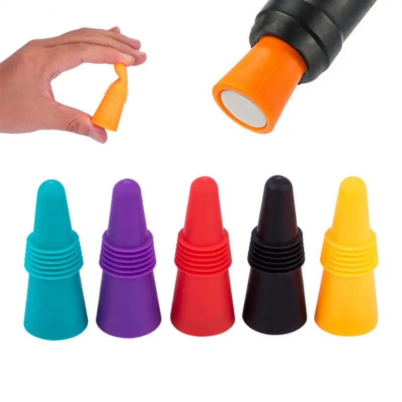 Bouchon de bouteille de vin en Silicone, 5 pièces, bouteille de boisson, anti-fuite, bouchons de sce
