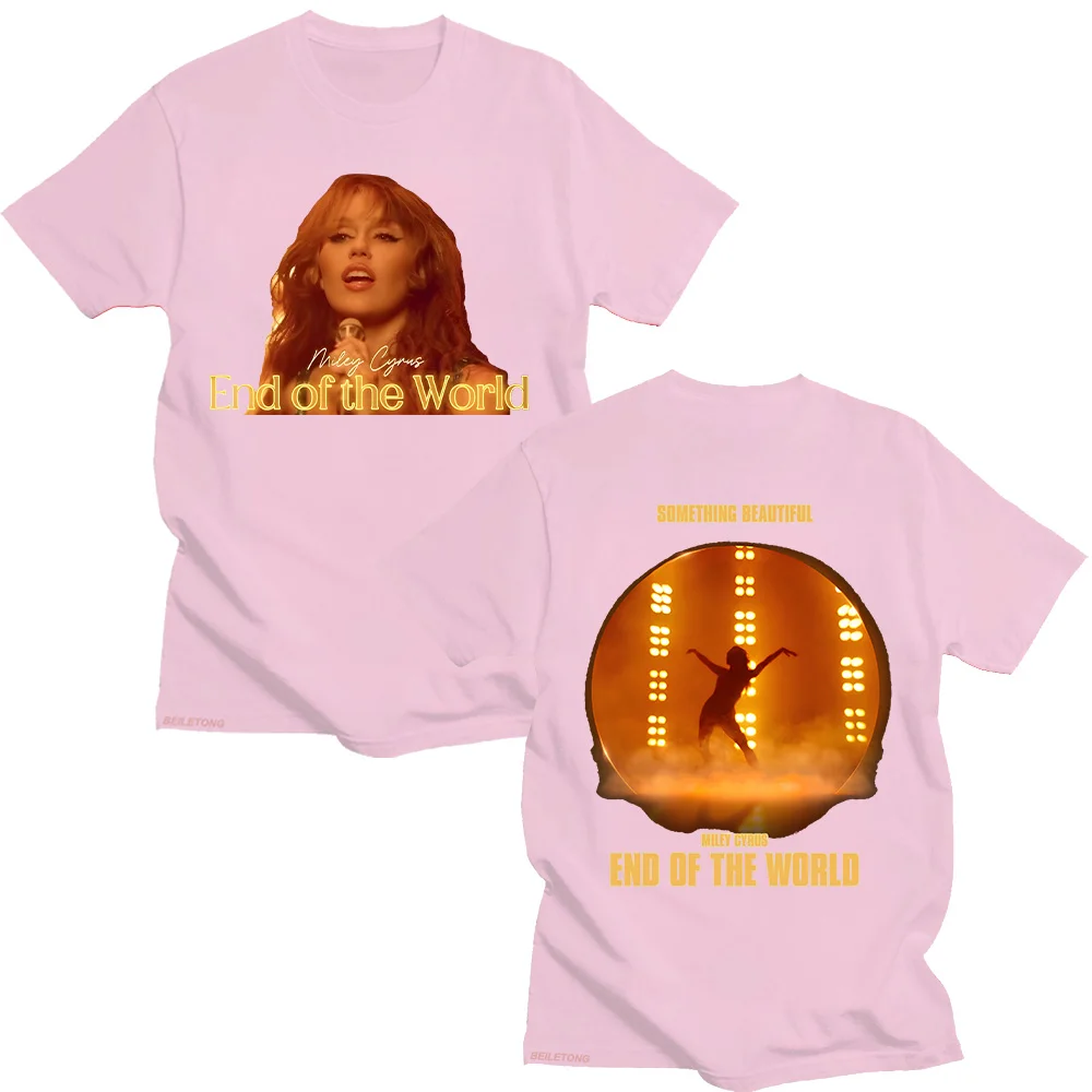 Miley Cyrus End of The World T-shirts New Album Something Beautiful Tops Retro Rap Singer 90s Cotton Clothing Unisex Streetwear
